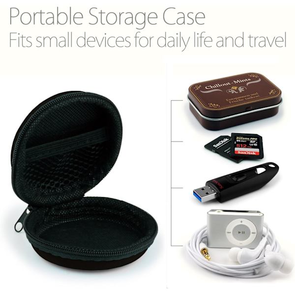 3 stk. Universal In-Ear Earphone Case - Hard Case til Hovedtelefoner, iPod Shuffle, USB-drev, Kabel - Sort Multifunktionel Bærepose