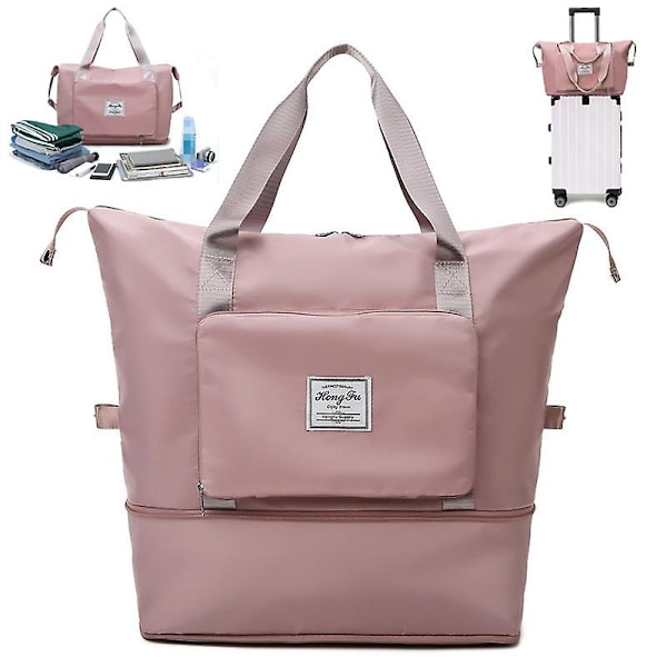 Stor kapasitet sammenleggbar reiseveske, sports bærbar skulderbag Yoga Fitness Bag Stor kapasitet Reiseveske, Tørr og våt separasjon Sports Duffel Bag Blue
