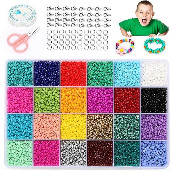 24 rutnät glaspärlor lösa pärlor Bakning lack pärlor Färgglada hirs pärlor Set 4mm 6000pcs