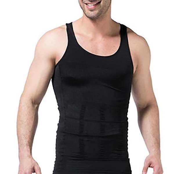 Män Korsett, Kroppsslimande Tummy Shaper- Midjeskjortor Black L