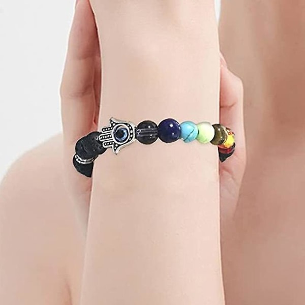 Evil Eye Bracelets 7 Chakras Gemstone Crystal Beaded Charm Protection Bracelets For Women Men