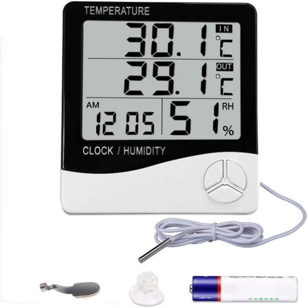 Digital Hygrometer Termometer, Luftfuktighetsmätare inomhus utomhustemperatur, Luftfuktighetsmätare för hemmakontor