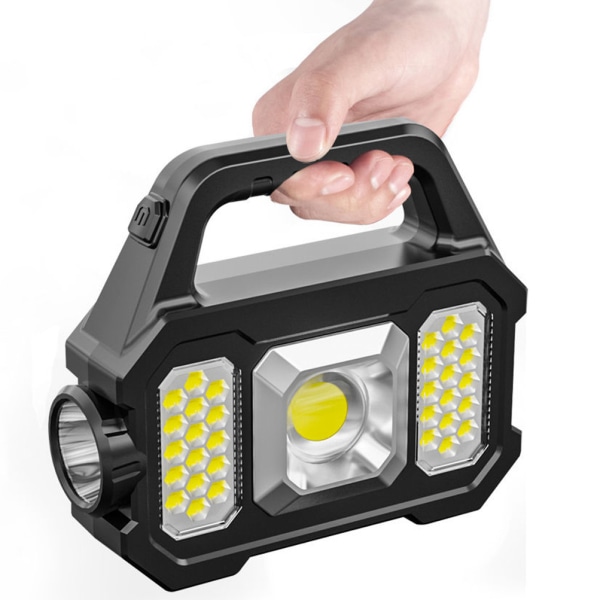 Strømindikator Strømutgang arbeidslys Innebygd litiumbatteri USB-lading og solcellepanelet SMD COB LED oppladbar lommelykt