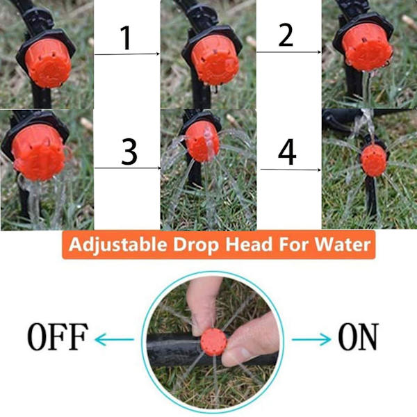 200 stk. Universal Barbed Drip Emitter, 360 graders justerbar drypvandingssprinkler, passer til 4 mm Id-rør, kvalitet