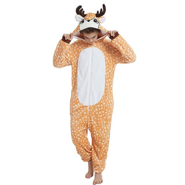 Unisex flanell Animal Pyjamas Nattkläder Luvtröja Sovkläder Party Cosplay Animal Siamese Pyjamas L