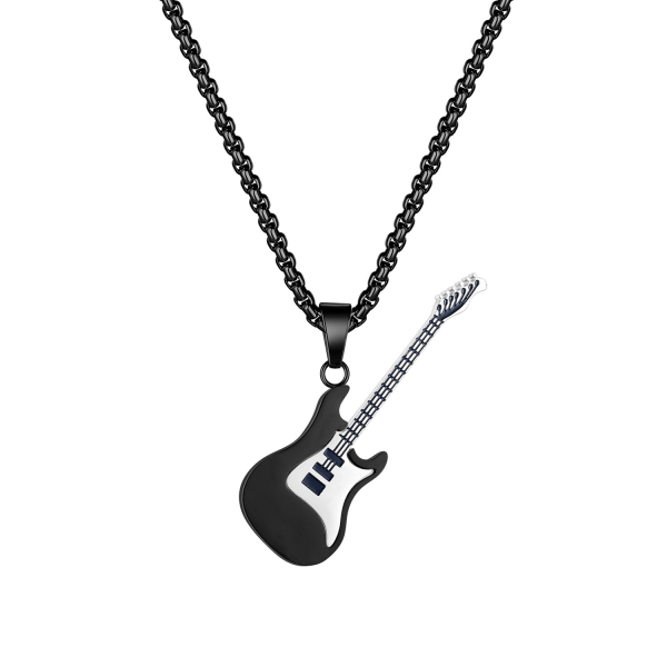 Ruostumattomasta teräksestä valmistettu kitarariipus street klassinen muodikas titaanikaulakoru musta