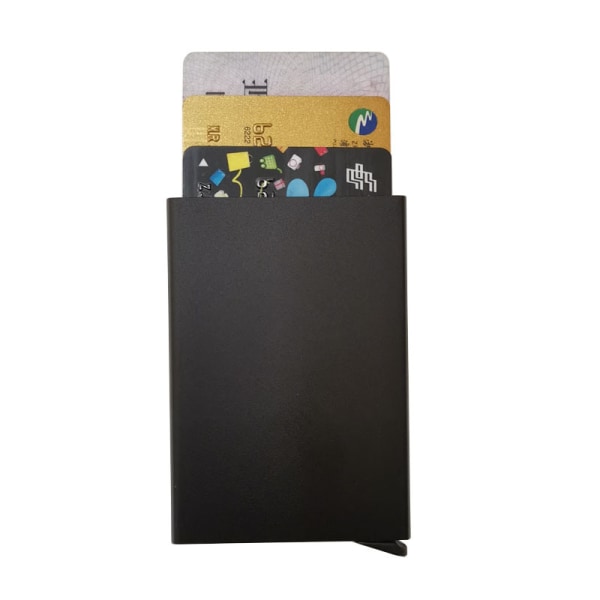 6-delad set av automatisk pop-up kreditkortslåda, visitkortshållare, korthållare i aluminiumlegering, bankkortslåda, metallhållare