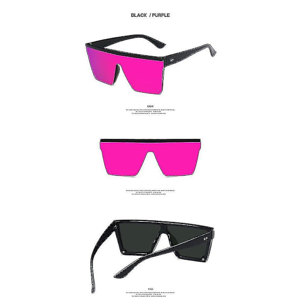 Uusi trendi Suuri kehys Yksivärinen Uv400 Aurinkolasit Katuvalokuvaus Mies/nainen Aurinkolasit Retro Bright black purple mercury