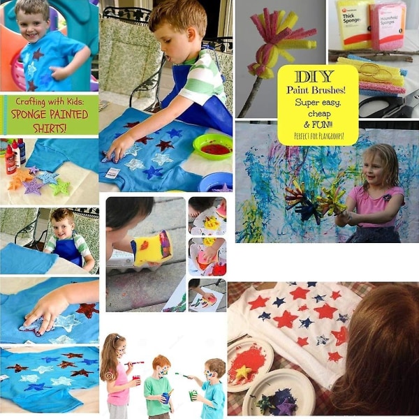Sponge Paint Brushes Kit 30st Barn Målarpenslar Ritverktyg Kit Barn Tidiga Gör-det-själv-inlärning Målaruppsättningar C