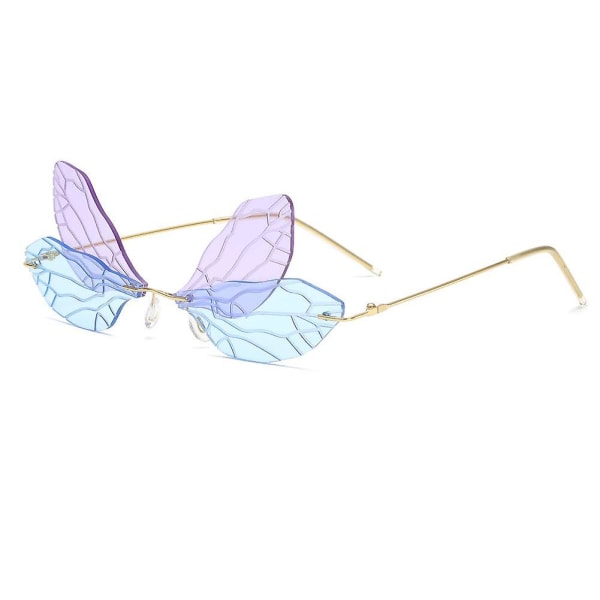 Solglasögon Butterfly Båglösa Solglasögon Glasögon Glasögon Metallram Solglasögon Uv400 Purple