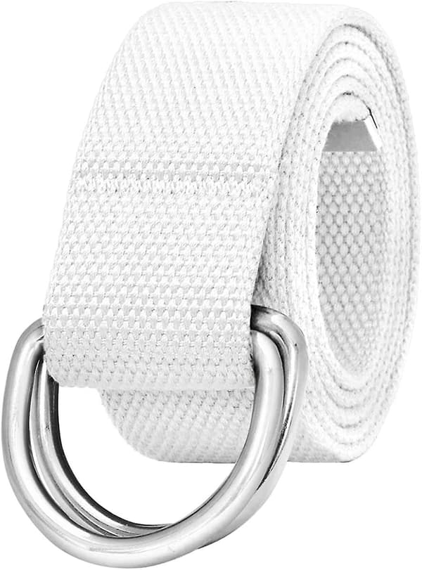 2 st Canvas Web D-ring Bälte Silver Spänne Militär Stil För Män & Kvinnor Vit