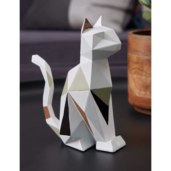 Katteskulptur Statue Geometrisk Statue Dekoration Kunstharpiks Gave 7,5 Tommer