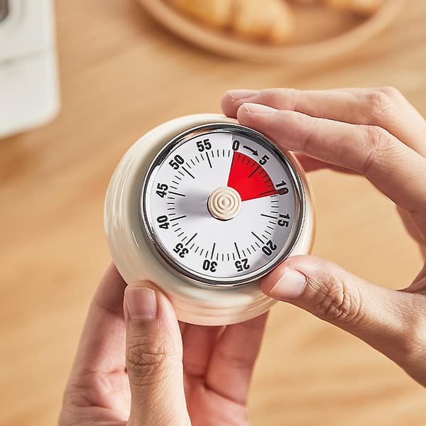 Kjøkken Timer Påminnelse Håndtere 360 Graders Roterende Mekanisk Timer Beige