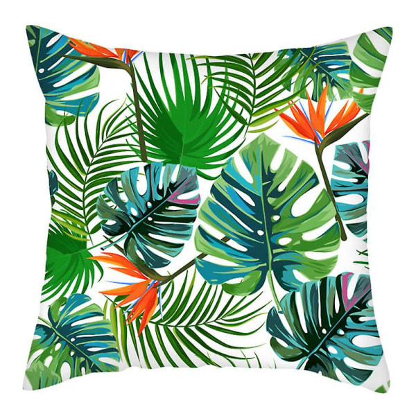 2st case, sommar exotisk djungelväxt Tropiska palmblad Bananblad Bomull Linne Cover Fyrkantig hemprydnadskudde A06