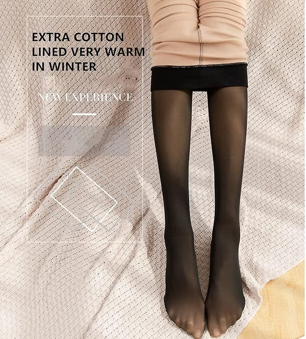 Magiske ekstra tykke varme vinter dobbeltforet stretch termiske fleecetights for kvinner Black