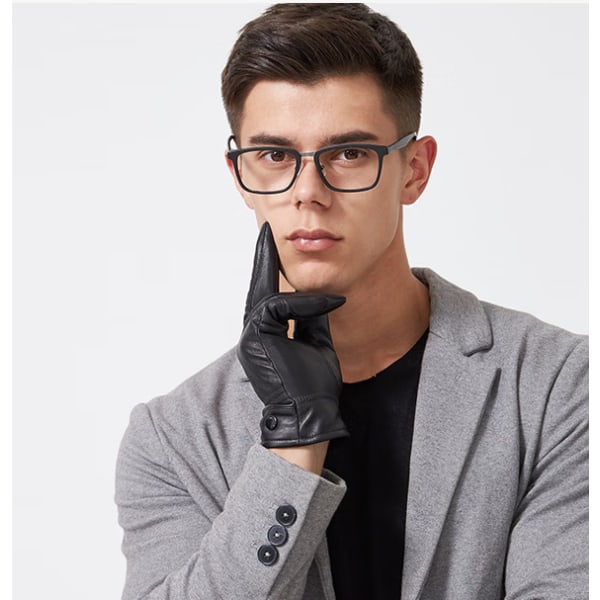 1 par sorte touch screen varme handsker til mænd Haining læder handsker fåreskindshandsker M