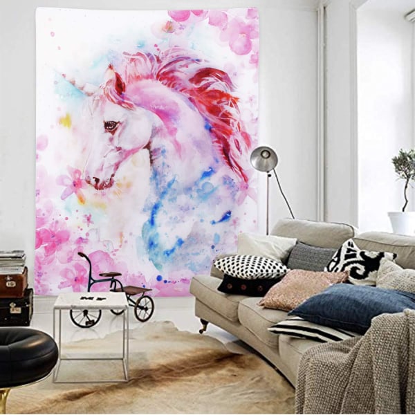 Pink Unicorn Hippie Art Gobelin til Soveværelse - Æstetisk Wat
