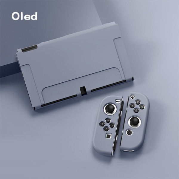 Nintendo Switch OLED-spelkonsol + spelkontroll mjukt case, gråblått