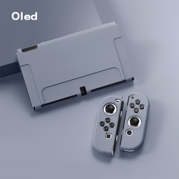 Nintendo Switch OLED spelkonsol + spelkontroll mjukt skyddande fodral, gråblå