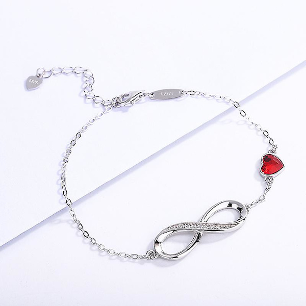 Infinity Hjerte Symbol Charm Link Armbånd for Kvinner 925 Sterling Sølv Rustfritt Stål Justerbar Jubileums Smykker Bursdagsgaver for Kvinner Kone G