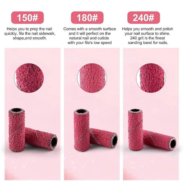 200 st Nagelborr Små Slipband med 3,1 mm Dornbit, 180 Fint Korn Mini Slipband Nagelfil