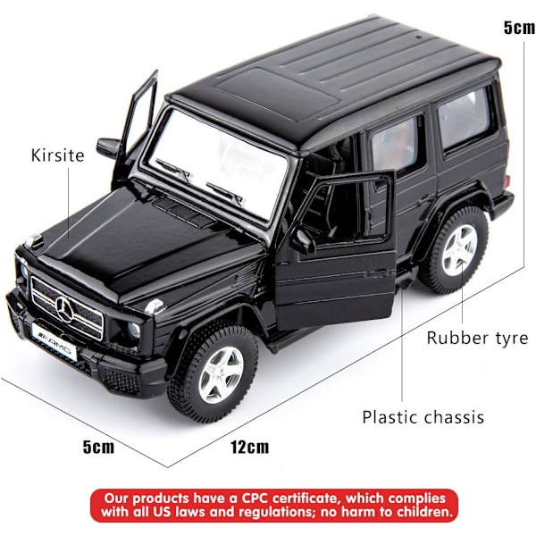 1/36 mittakaavan G63 valuauton malli, sinkkiseos G Wagon leluauto lapsille, vedä taakse ajoneuvot leluauto taaperoille lapsille pojille tytöille lahja musta