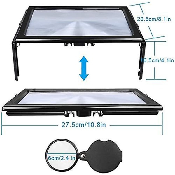 3x skrivbordsförstoringsglas med 4 LED-lampor, handsfree-förstoringsglas för läsning, hopfällbar