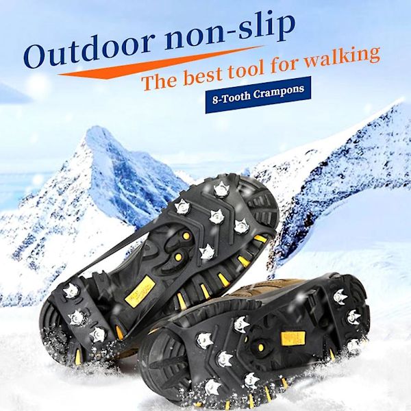 1 par 8-tanns Anti-skli Isgrep Pigg Vinter Klatring Anti-slip Snø Pigger Grep Klamper Over Sko Deksel Stegjern M