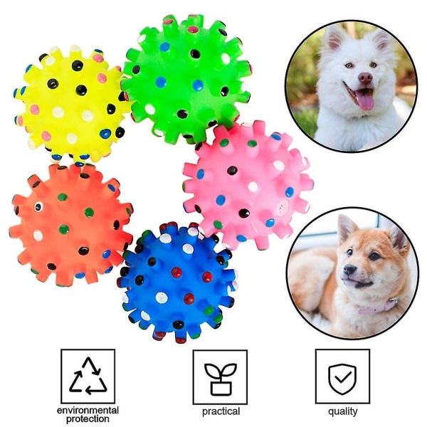 Kjæledyr Valp Hund Squeaky Fetch Ball Leker Bite Resistant Squeeze Chew Toy For Aggressive Chewers Søt Ball Design Liten Spiky Ball