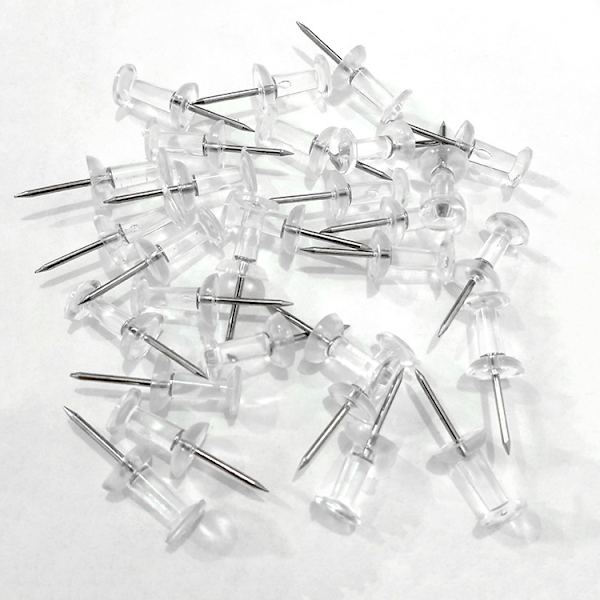 Basics Push Pins, Klar plast, Stålspets, 200-pack