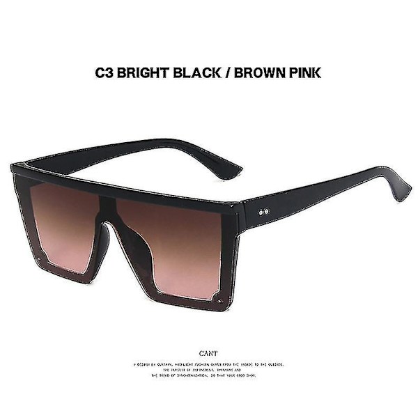 Ny trend stor ramme ett stykke Uv400 solbriller gatefotografering mann/kvinne solbriller retro Bright black tea on the powder