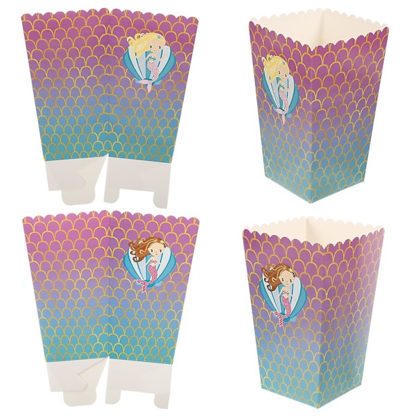 24 kpl Mermaidsarja Popcorn-laatikot Luovat Popcorn-pidikkeet Juhlatarjoiluastiat