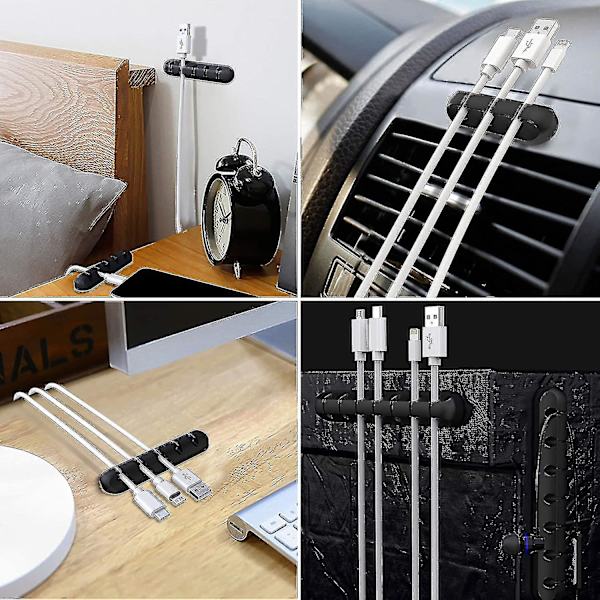 Kabelklämmor, 3-pack sladdhanteringsorganisatör Grey