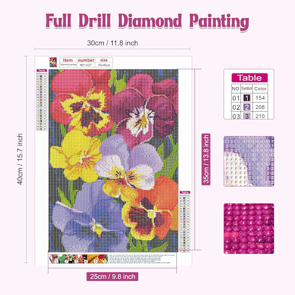 Blomster Diamantmålning Set 5D Diamantmålning Set Blomma d