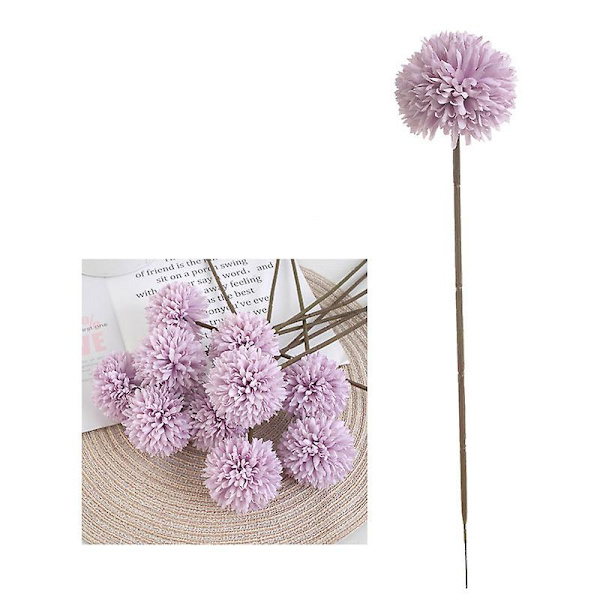 12 st Chrysanthemum Ball Blommor Bukett Lång Stjälk Blommor Chrysanthemum Konstgjorda Blommor Hortensia Boho Blommor Floral Purple