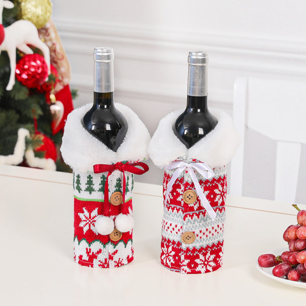 Förpackning med julvinflaskpåsar, Vintage vinflaska Cover Snowman Cover Juldekoration Jultröja Festdekoration