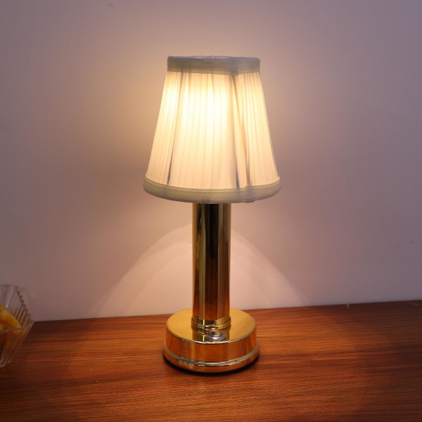 Uppladdningsbar sladdlös led-bordslampa, bärbar USB -bordslampa i metall Bordslampor Läslampor för nattduksbord Restaurang Gold
