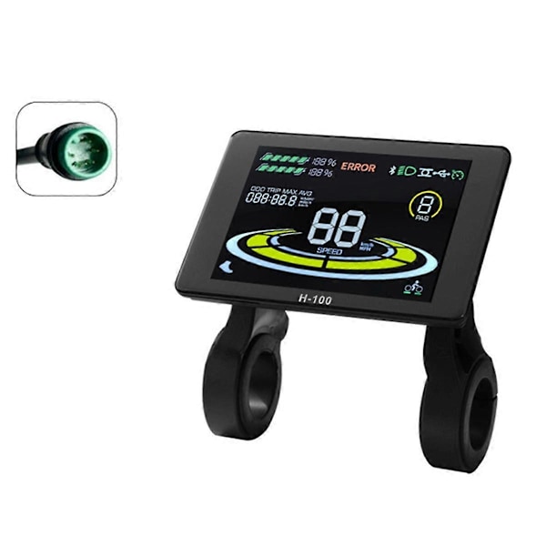Elektrisk Cykel Display H-100 LCD Display Kontrol 24V - 72V Hastighedsmåler 5pin Speedometer Vandtæt Stik