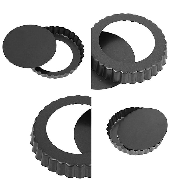 4-pack 4-tums tårtformar med löstagbar botten, non-stick minikakformar quicheformar tårtformar