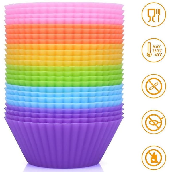 Genanvendelige og non-stick silikone bagekopper, cupcake liners, muffins 24Pcs