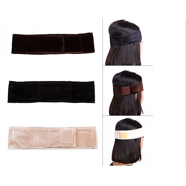 Justerbart sammetsband för peruk Dark Beige