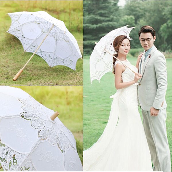 Bryllupsparaply, Mini Blonder Paraply Bryllup Brud Parasol Paraply