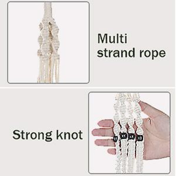 2 st Macrame växt hängare vit handgjord bomullsrep inomhus utomhus hängande växtkruka 26