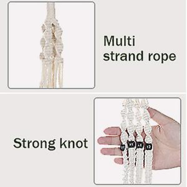 2 st Macrame växt hängare vit handgjord bomullsrep inomhus utomhus hängande växtkruka 4