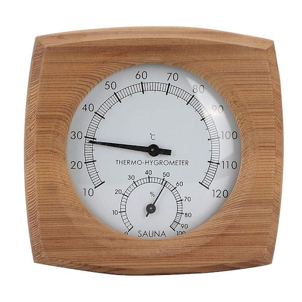 Solid tre termometer og hygrometer badstue rom tilbehør innendørs og utendørs sweatshop solid tre display instrument