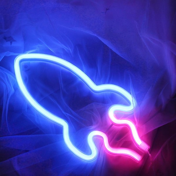 Rocket Neon Skilt Spesial Led Nattlys Veggdekor Batteri eller USB-drevet for Hjem Soverom Bar