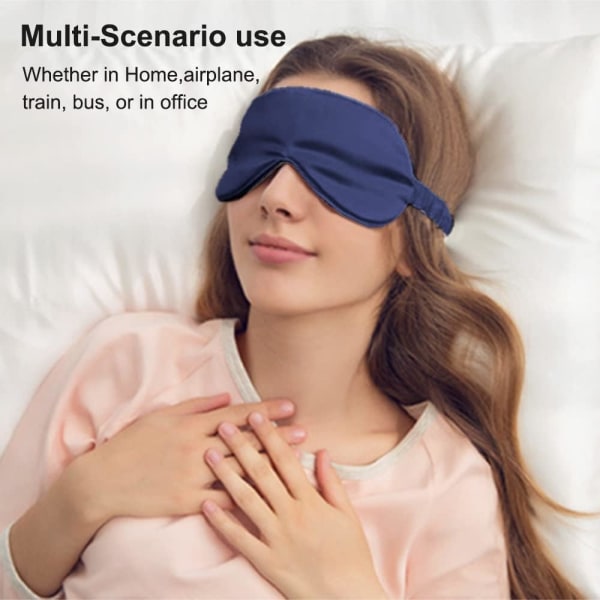 Nattmask, Sömnmask, Anti-Light Ultra-mjuk och bekväm ögonmask, Natural Silk Blackout Nattmask för män/kvinnor/barn (marinblå)