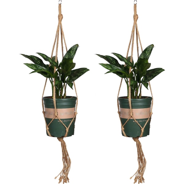 2-pack hängande korg växthängare nät blomkrukhållare Handgjord inomhus utomhusdekoration M