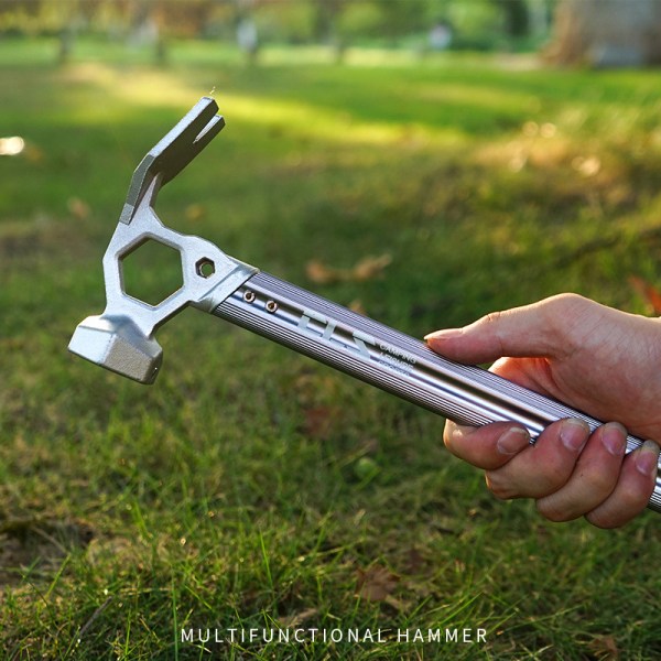 Utomhustältshammare, handtag i aluminiumlegering, hammare i rostfritt stål, kopparhuvud, bergsklättring, camping, spikhammaravdragare