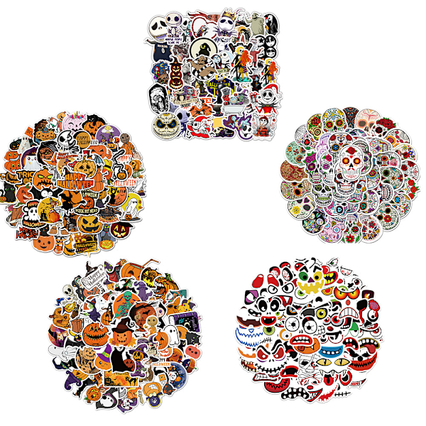 250pcs Halloween Doodle Stickers Gift Funny Anime Stickers DIY Waterproof Stickers Cool PVC Laptop Stickers Scrapbook Halloween Party Decorations